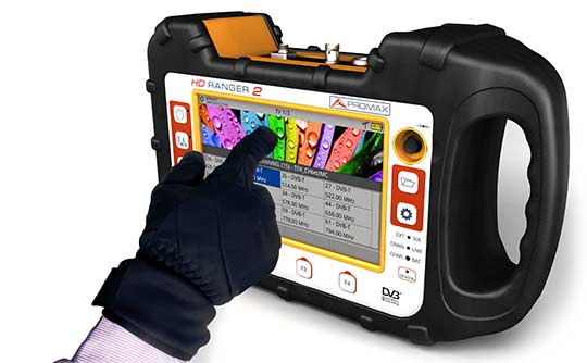 L’écran tactile de le mesureur de champ RANGER Neo 2 peut être utilisé même avec des gants