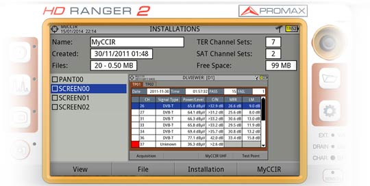 Gestionnaire de Chantiers sur le mesureur de champ RANGER Neo 2 