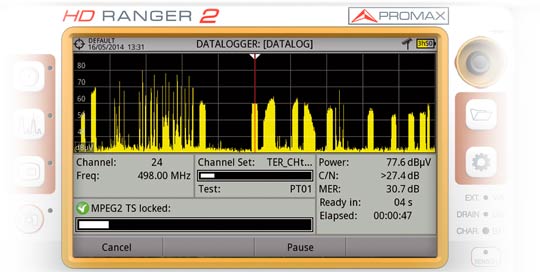 Écran de Datalogger du mesureur de champ RANGER Neo 2 