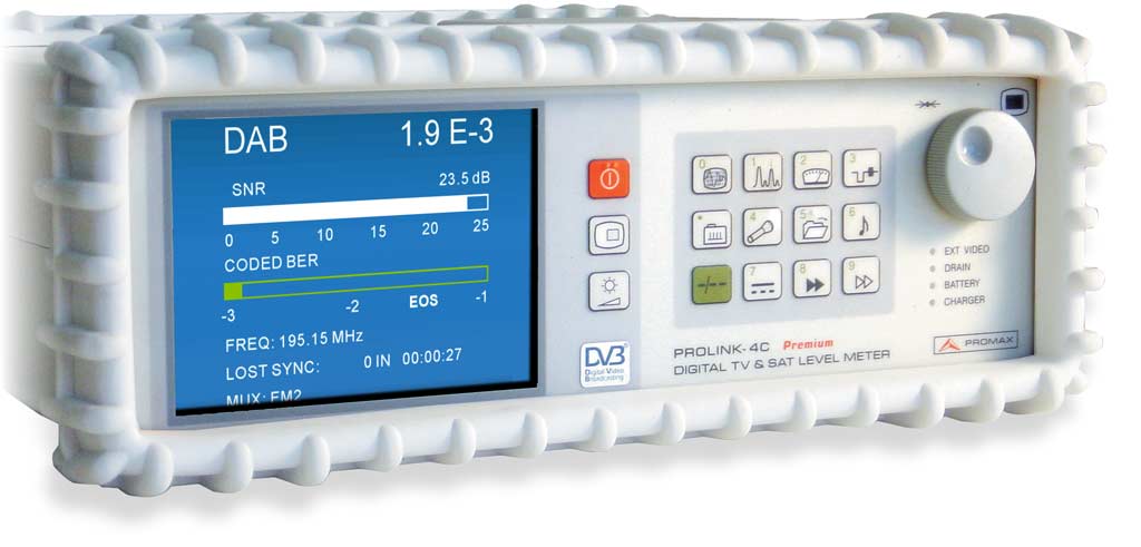 Le mesureur de champ PROLINK-4 Premium de PROMAX, un des mesureurs préférés par les installateurs, incluait déjà la première version du standard DAB.
