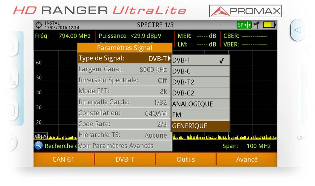 Sélectionnez le Type de signal GÉNÉRIQUE