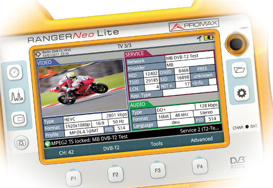 écodeur HEVC H.265 (High Efficiency Video Codec) inclus dans le mesureur de champ RANGER Neo Lite