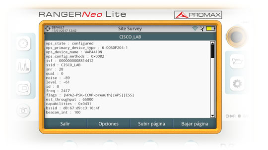 Information du réseau WiFi dans l'analyseur