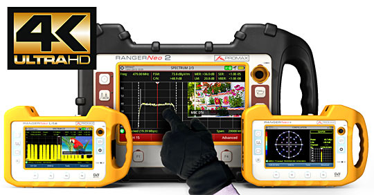 L’écran tactile de le mesureur de champ RANGER Neo peut être utilisé même avec des gants