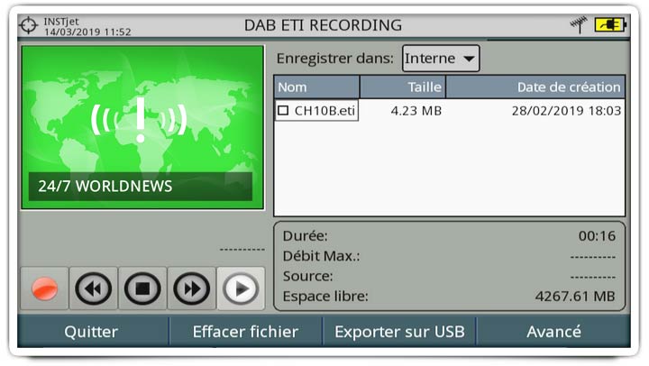 Fonction d'enregistrement et de lecture d'un canal DAB/DAB+