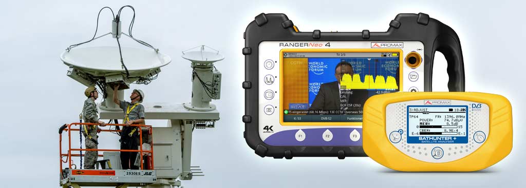 Analyseurs pour le montage et l'installation des antennes maritimes et pour certifier le fonctionnement correct des motorisations et systèmes de guidage