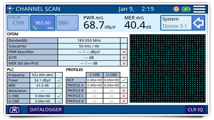 Le CABLE RANGER est le seul équipement permettant de démoduler la porteuse OFDM DOCSIS 3.1 sans enregistrement dans le CMTS