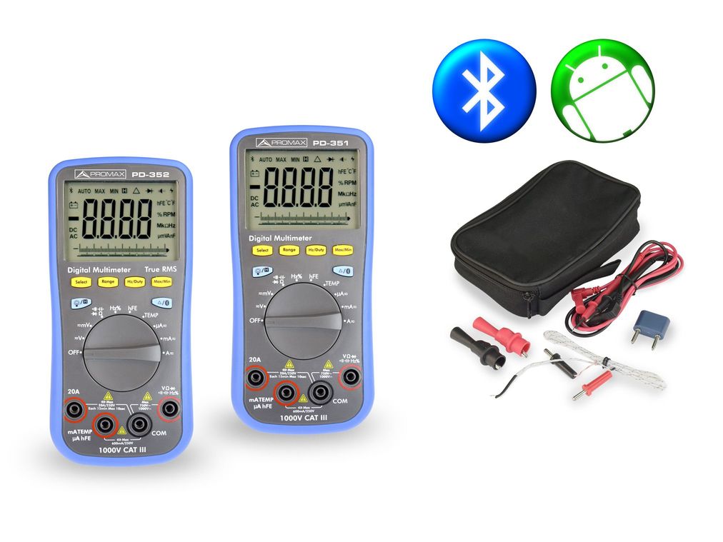 PD-350, PD-351, PD-352: Multimètre digital RMS et contrôle bluetooth par app Android