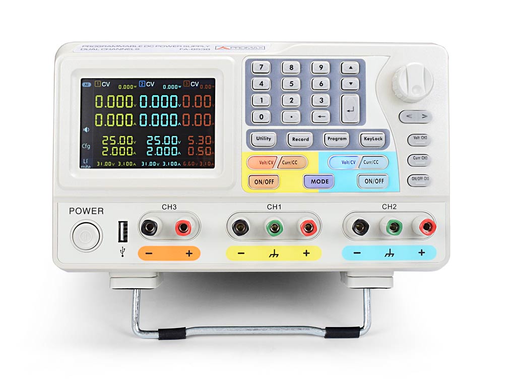 FA-853B: Source d'alimentation programmable à triple sortie (60 V, 6 A)
